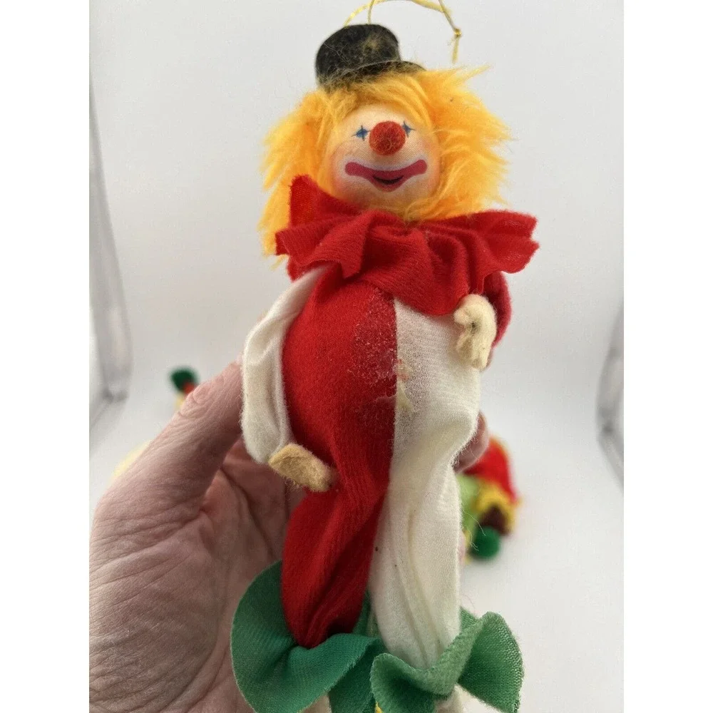 Vintage Home Decorative Happy Holidays Christmas‎ Clowns Ornaments - Set of 6